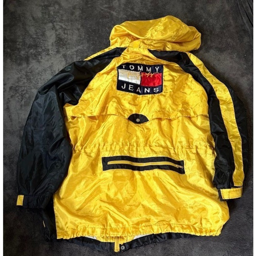 Vintage Tommy Hilfiger Sailing Jacket XL Yellow Lined Colorblock Windbreaker